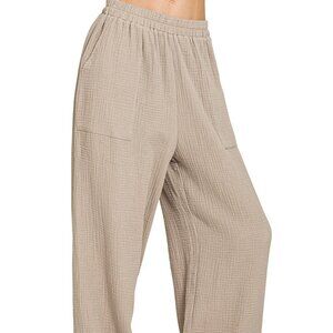 Zenana Double‎ Gauze Elastic Band Pants
